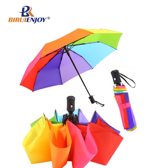 Fashion small umbrella colorful pongee rainbow design