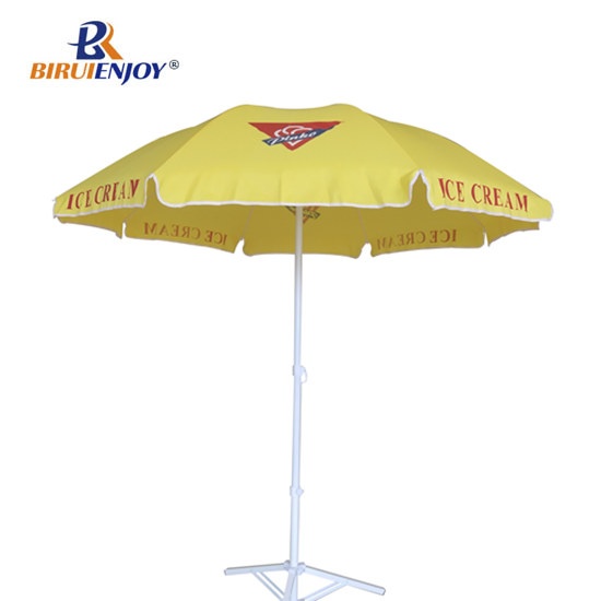 Commercial beach umbrella yellow polyester 180 cm logo parasol