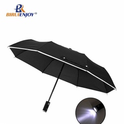 Fold flash umbrella with lighting handle safe reflective band