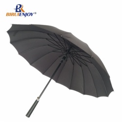 Black mens stick umbrella 16 rib bike umbrella auto